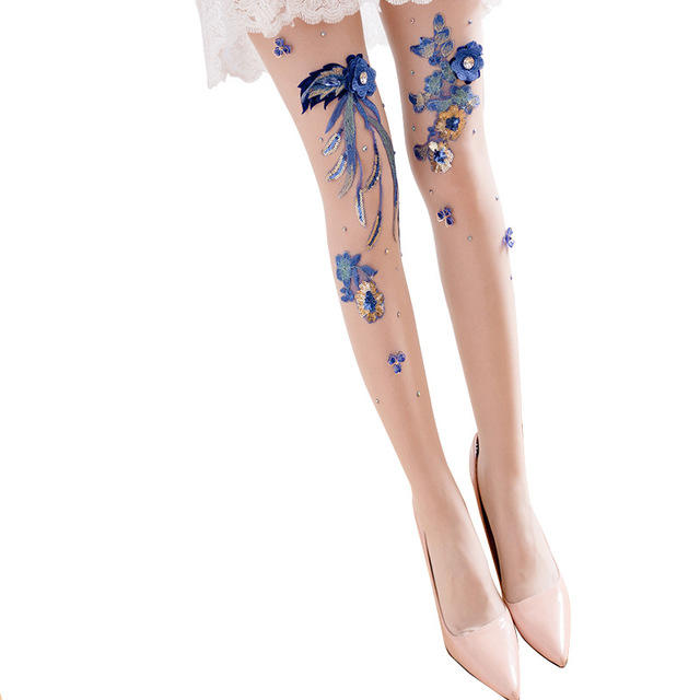 Glitter flower adorned luxury tights