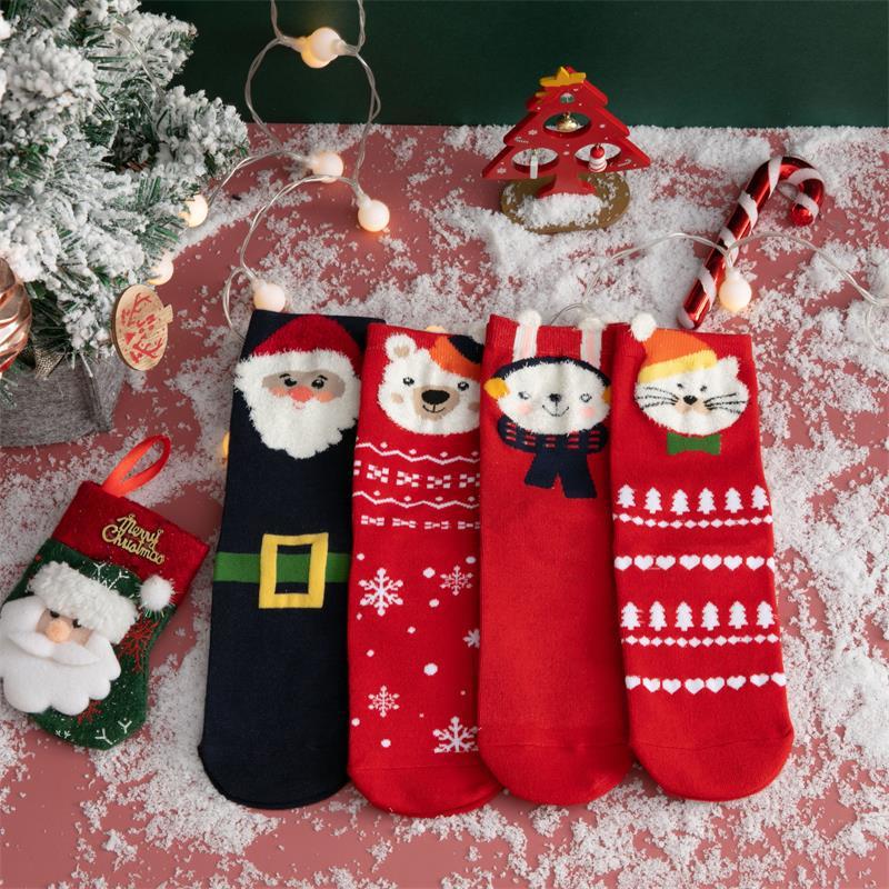 Autumn and winter middle tube Christmas ladies cotton socks 2021