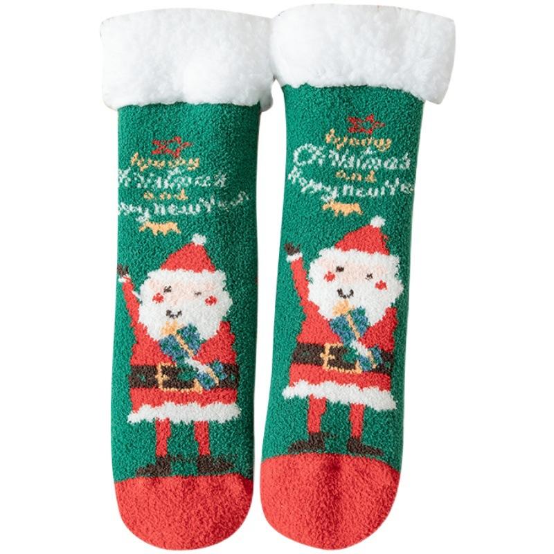 Autumn and winter home thickened warm towel Christmas non slip socks women