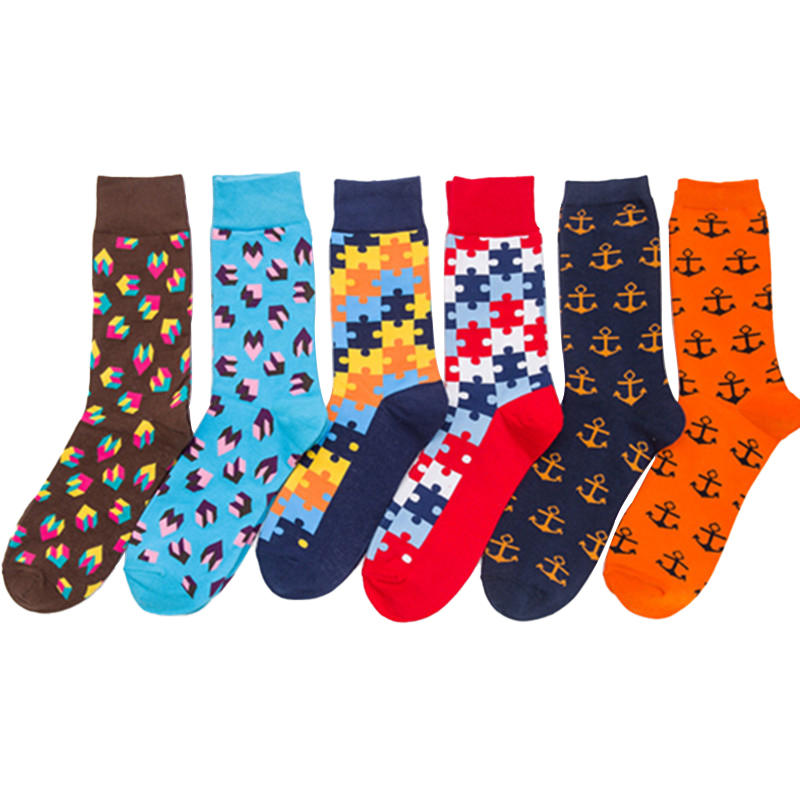 Happy Socks Wholesale Personality Jigsaw Coupletube fun cartoon sock adult