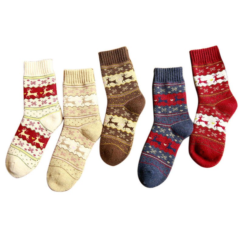 Customised elk thicken middle tube Christmas women socks ankle