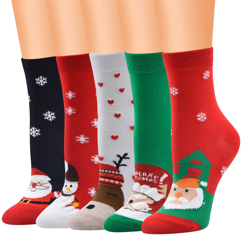 Medium tube cotton Christmas winter non slip socks women foot