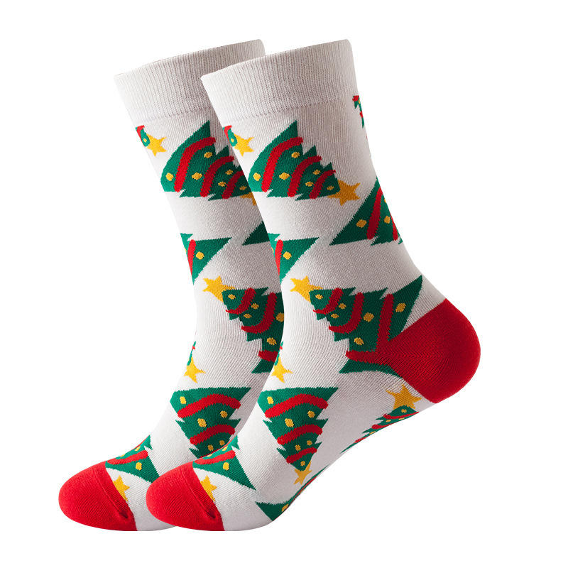 Autumn and winter in the tube Christmas cotton graphic sock for men