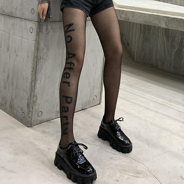 Creative slogan printed tights