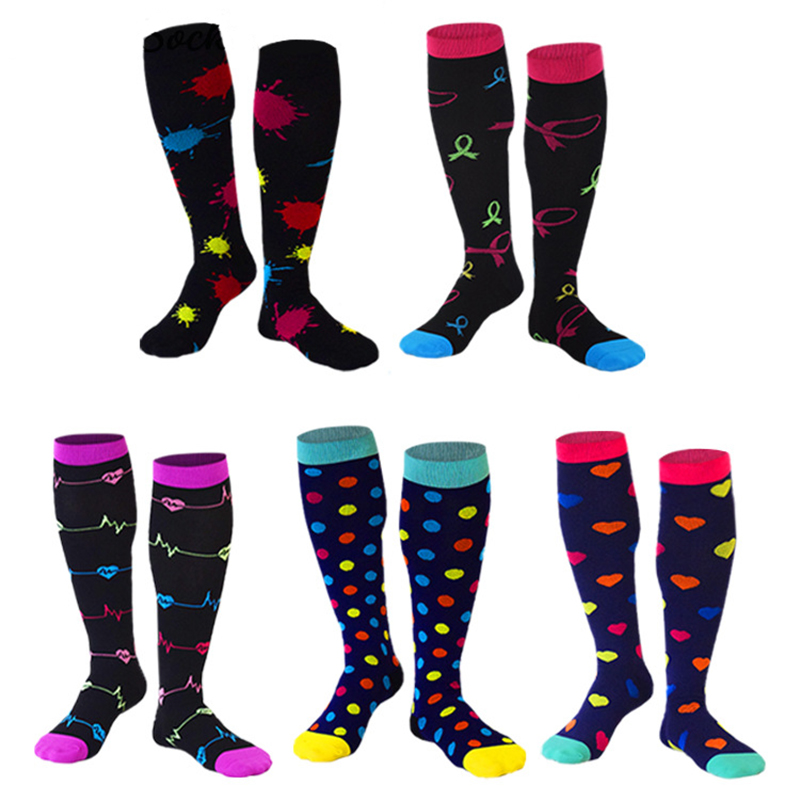 Women outdoor bike pressure compression over knee sports socks