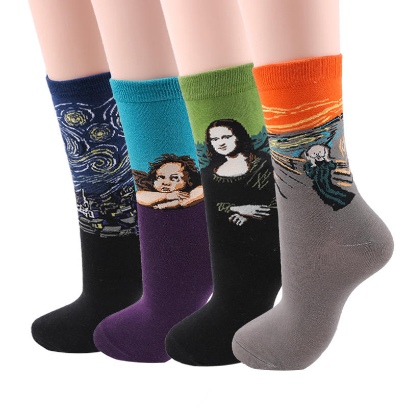 Wholesale custom print sock unisex grip graphic slouch sock for women