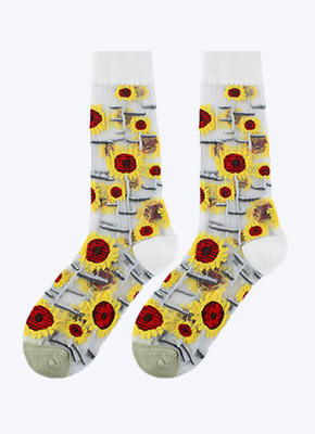 Summer fashion thin flower socks custom embroidered glass silk socks women