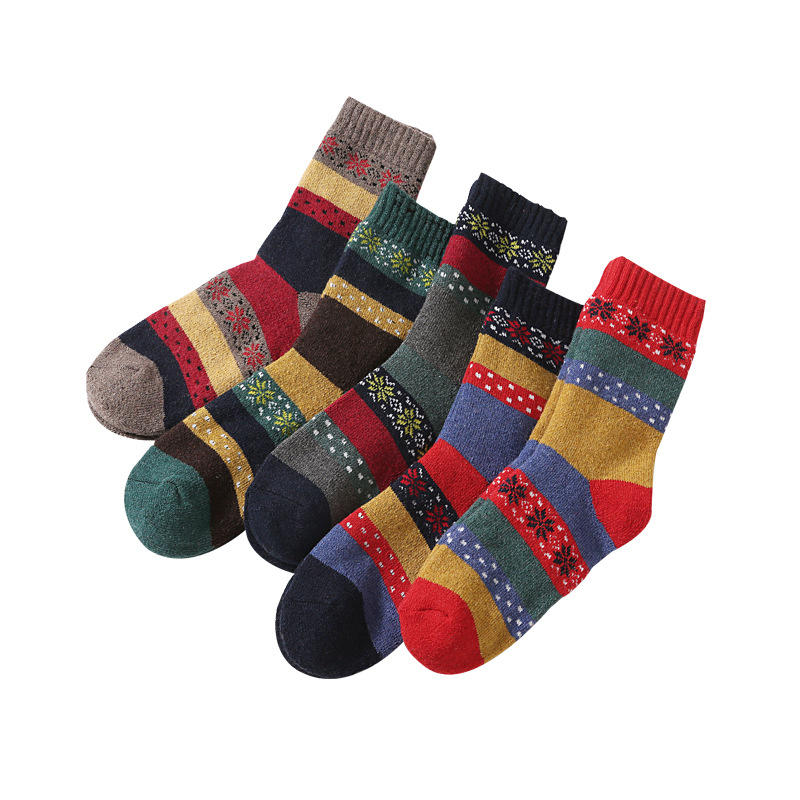 Cross-border outdoor striped towel warm thicken cosy winter custom wool socks