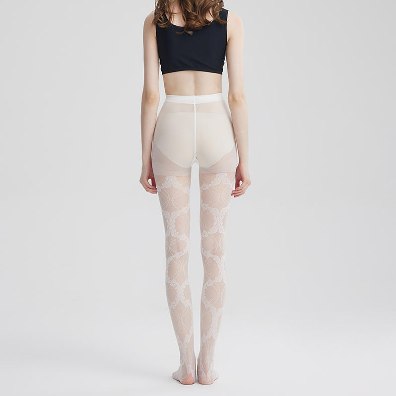 Lace chain link pattern tights