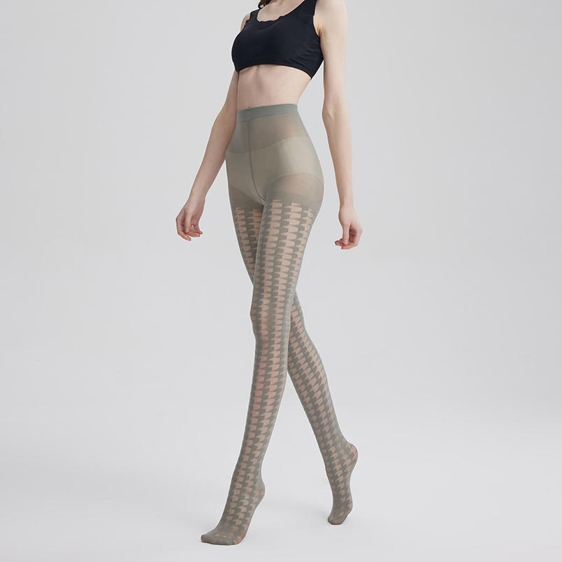 Houndstooth jacquard sheer tights