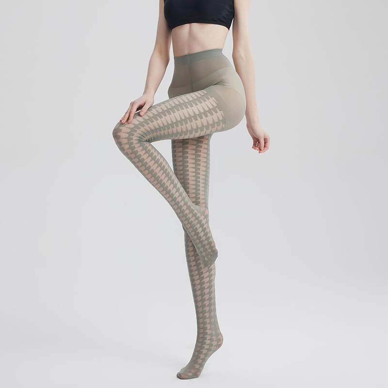 Houndstooth jacquard sheer tights