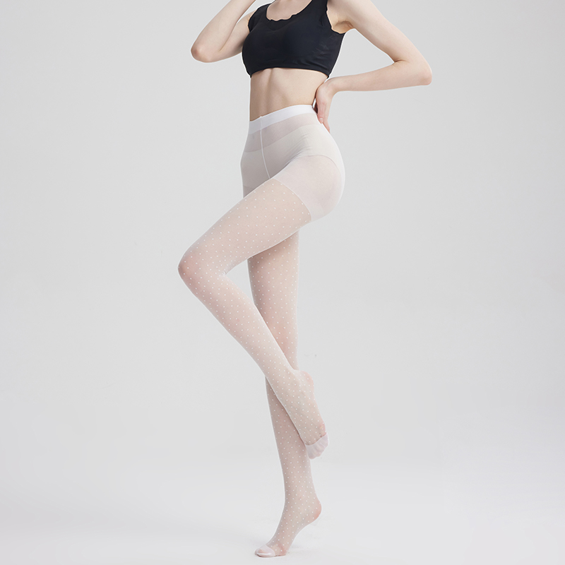 Dot pattern backseamed jacquard tights